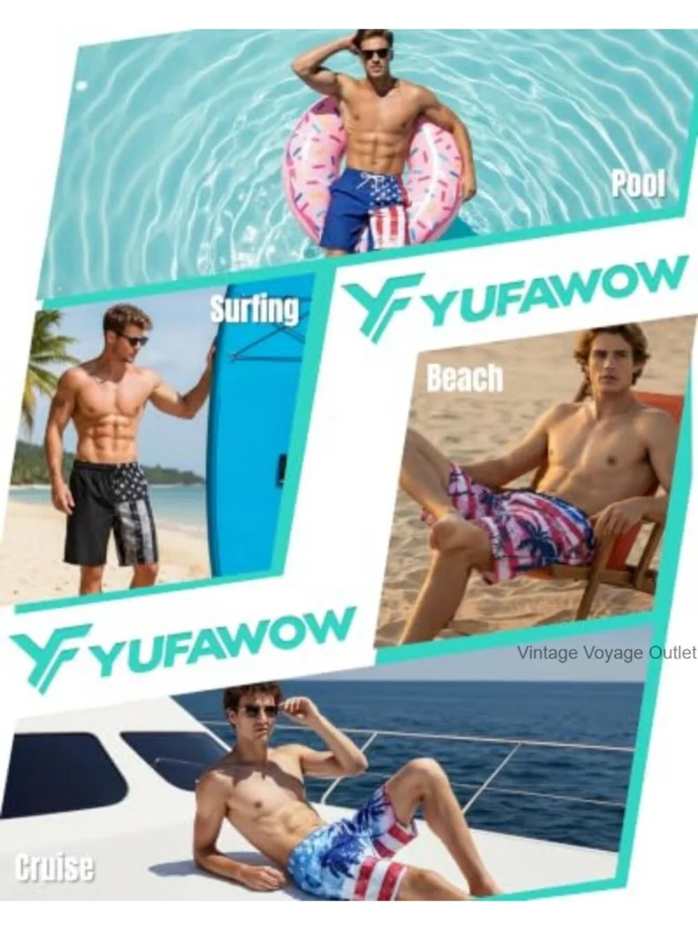 Men's Quick Dry Swim Trunks with Compression Liner and Zipper Pockets